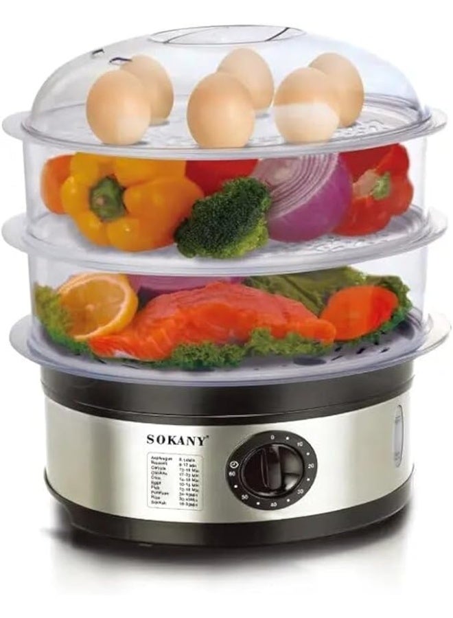 3 Layer Steamer Pot & Steamer, Electric Vegetable Steamer 11L Stainless Steel Steamer 650W SK-07018